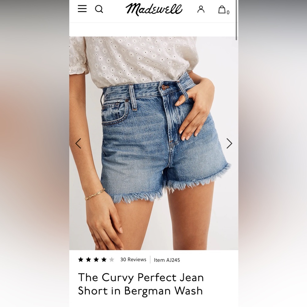 Madewell curvy perfect vintage denim shorts